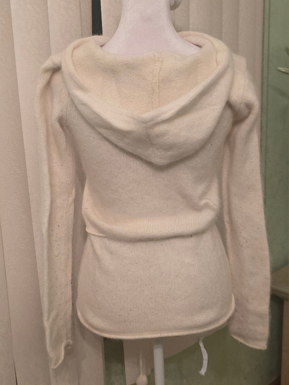 Women's Cream Hooded Drawstring Sweater